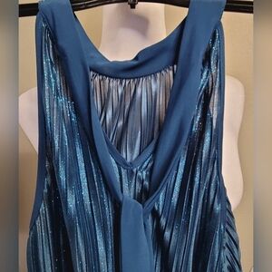Color Swatch Sleeveless Halter Neckline, Size Medium,  Blue Glitter Blouse